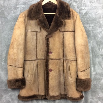 Vintage Sears Shearling Coat Jacket 46 Brown Canada Sheepskin