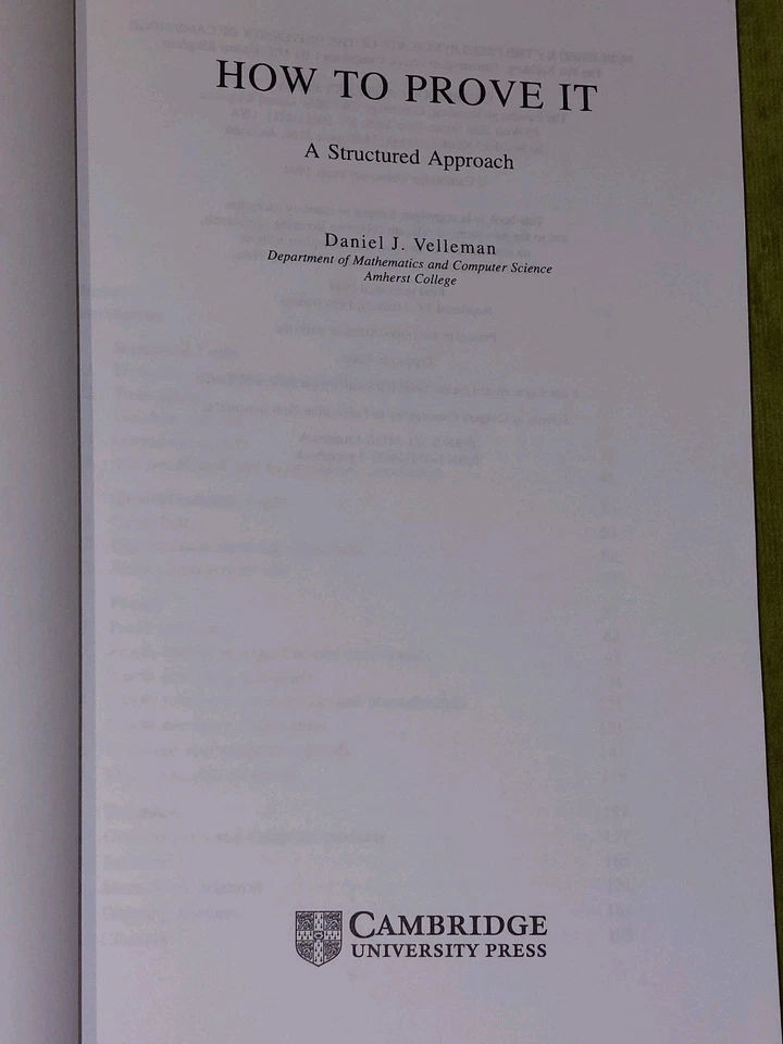 How to Prove It : A Structured Approach by Daniel J. Velleman (1996) - Image 3 of 4