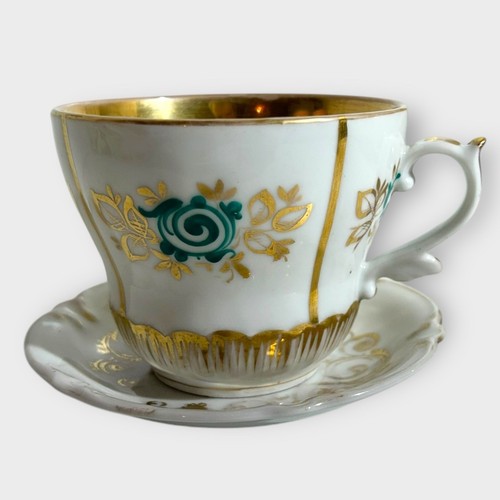 ☕️ Elegante große Teetasse aus Porzellan mit Untertasse Goldmuster - Bild 3 von 21