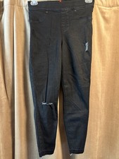 Spanx Shape Everywear Ankle Skinny Jeans Pull On Black Stretch Denim Womens M