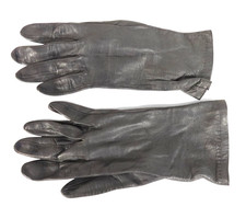 VINTAGE Classic Kidskin Leather Gloves STEEL GRAY Soft Silky Liner LADIES SIZE 7