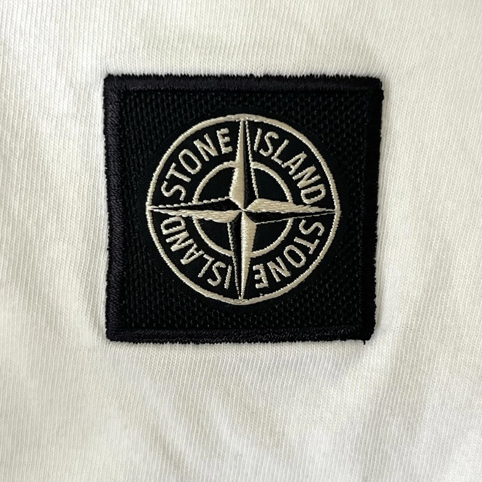 Camisa Polo Stone Island Niños Blanca Manga Corta Con Parche Logo Talla 10 Años Foto 4 de 4