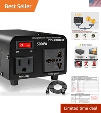 Compact 500W Voltage Converter Transformer - 110V/220V Dual Output for Travel