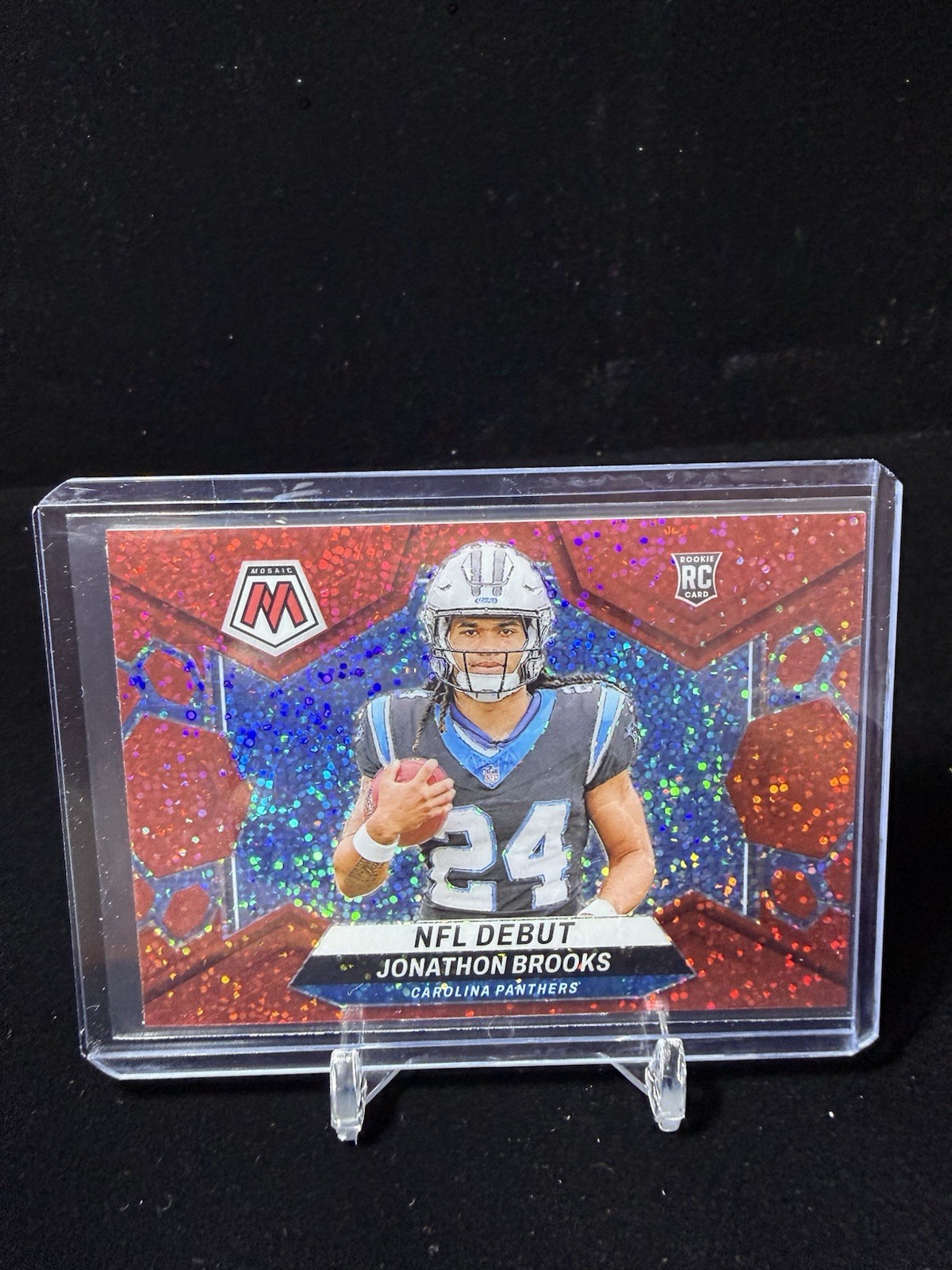 2024 Panini Mosaic - NFL Debut Jonathon Brooks #276 Red Sparkle Prizm (RC)