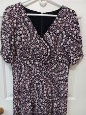TALBOTS Women Floral Maxi Viscose ZIp Back Casual Career Peasant Countr Dress 12