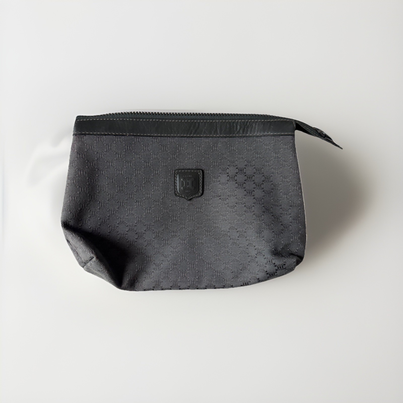 CELINE  macadam logo monogram zipper pouch in grey color