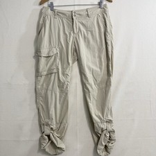 Columbia Women Size 6 PFG Aruba Roll-Up Pants Button Cuffs Beige