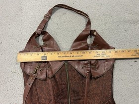 Alivila.Y Overbust Corset Top Womens Medium Brown Steampunk Halter Buckle Gothic
