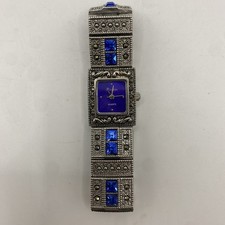 Picador Ladies Quartz Watch Blue Dial Silver Tone Marcasite Style 18cm