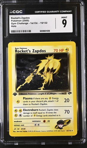 Rocket's Zapdos (1st Edition) graded CGC 9 for sale on eBay
