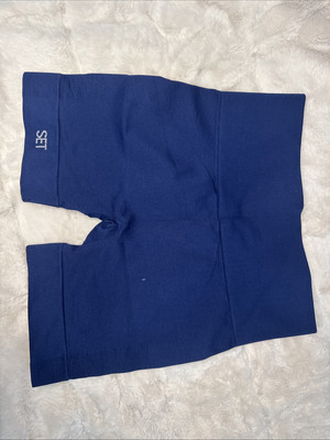 SET Active Sculpt Flex Blue Biker Running Shorts Women Small Free Shipping A11