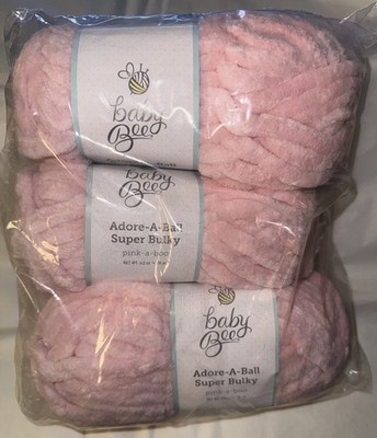 Baby Bee Adore-A-Ball Super Bulky Yarn pink-a-boo 3 pk 3.5 oz each 38 yds ea NIP