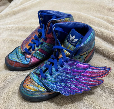 US 7 - Adidas Jeremy Scott JS Wings Rainbow Foil Sneakers Q23650