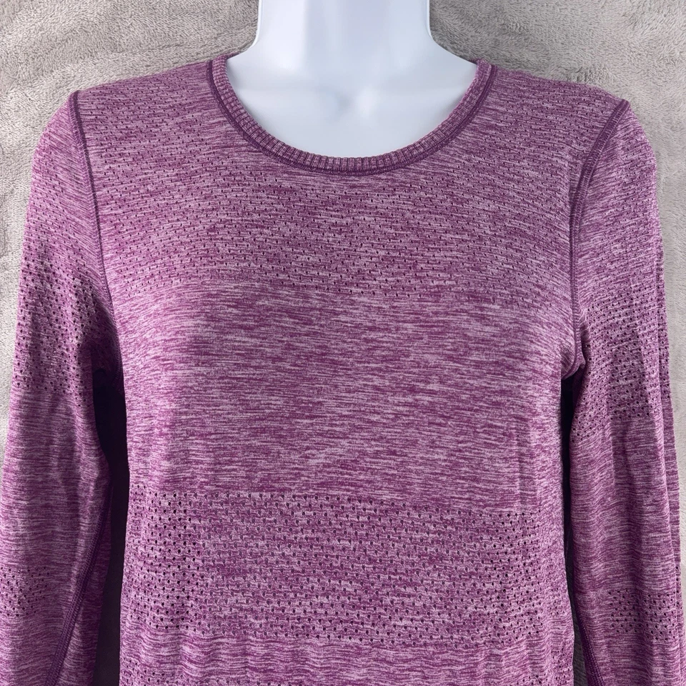 Camisa de manga larga Lululemon Breeze By para mujer talla 2 púrpura sin costuras para correr Foto 3 de 4