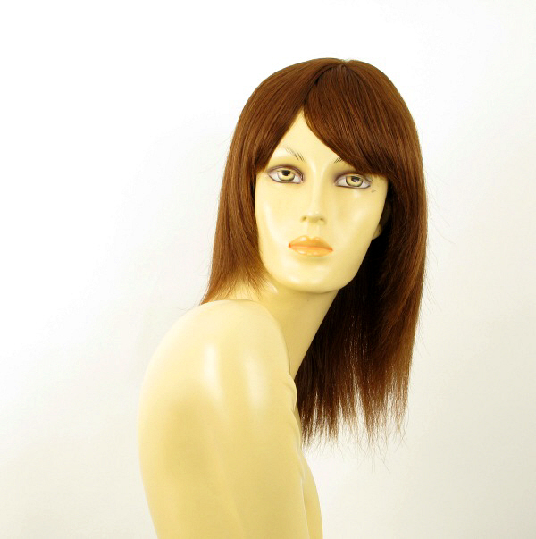 Perruque femme cheveux naturel châtain clair cuivré Irina longueur 30cm