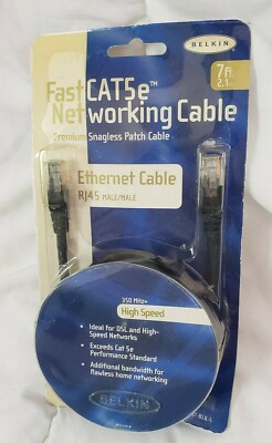 Belkin A3L85007BKS Ethernet Patch Cable, RJ45 Fast CAT Cable, 7', Black