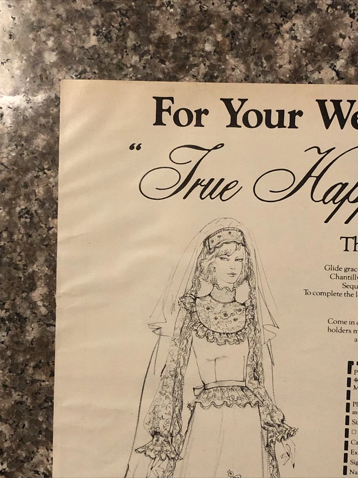 1979 年 La Feria House Of Bride 印花广告圣安东尼奥复古 20 世纪 70 年代婚礼新娘商店 — 第 2/4 张图片