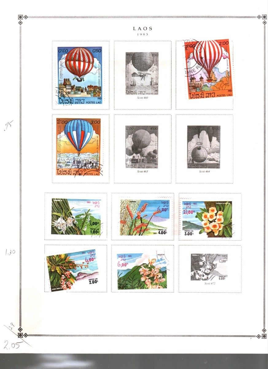 Collection, LAOS Part B Scott Album Page, 1978/1985, Cat $35, Mint