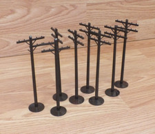 Vintage Lot of 8 Plastic Brown Power Line Posts Accessories For Train Set READ