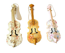 3 Guitar Wooden Christmas Ornaments