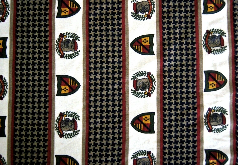 Tela tejida de algodón dorada roja a rayas pata de gallo de perro salada de colección 4 yardas 144" X 60" Foto 2 de 3