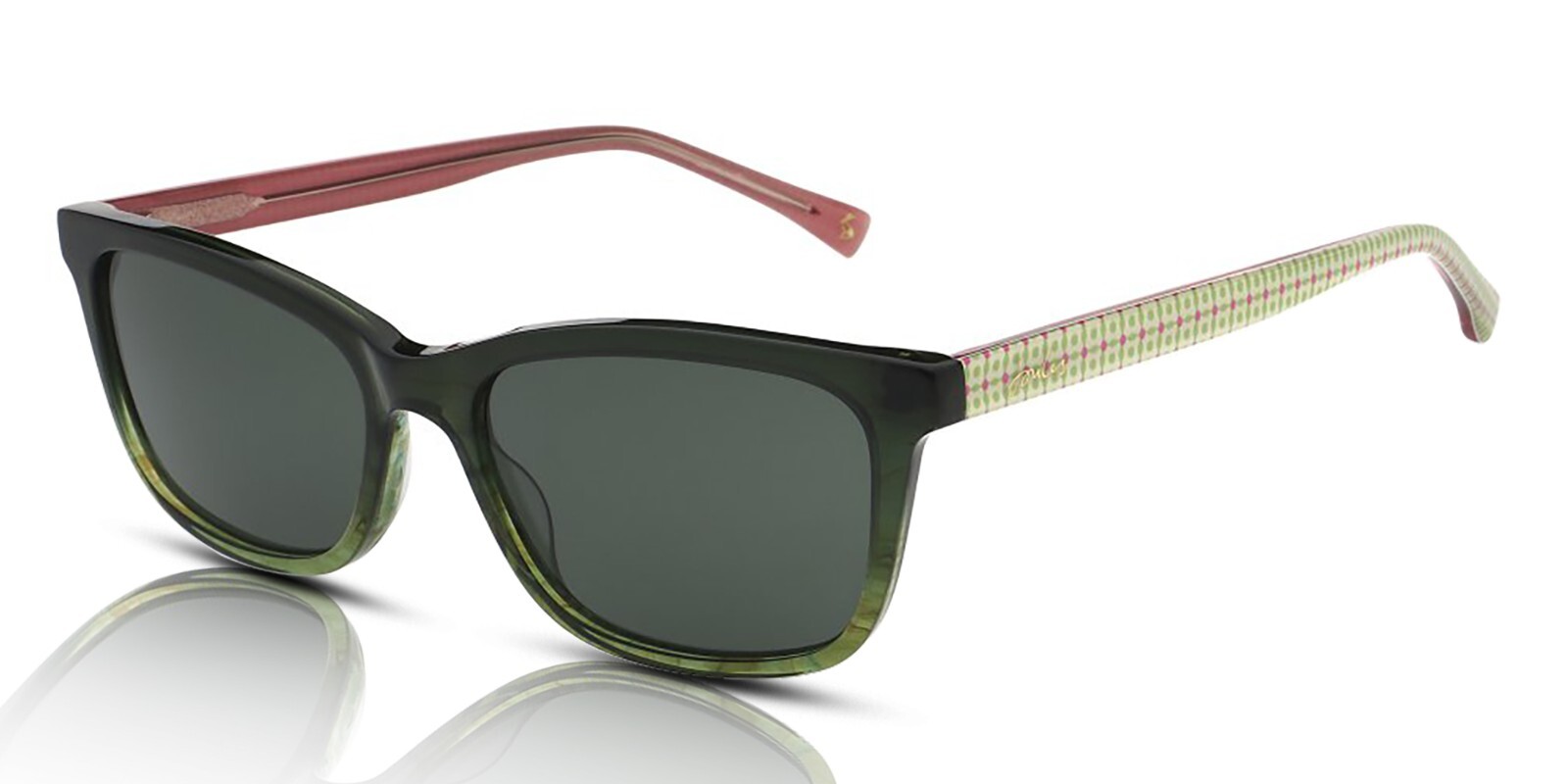 Joules Sunglasses Women's Vervain JS7102 596 Shiny Green Horn Gradient/Green