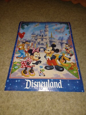 RARE VINTAGE 1990's Disneyland Poster 18”x24” Multiple Characters