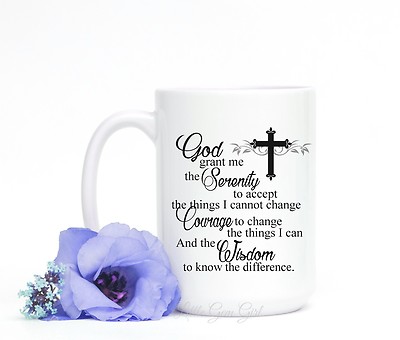 Serenity Prayer Coffee Mug - AA Gift Sobriety Sponsor Recovery Coffee Cup |  eBay