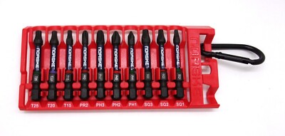 (J)Norske NIBPI617 2'' Assorted Impact Torsion Screwdriver Bit 10pc Pack Bit Clip