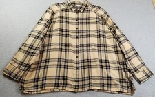 ASOS Button Up Shirt Women’s 12 Black Beige Plaid Long Sleeve Oversize Boxy Top