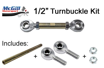 1/2" Turnbuckle Kit Adjustment 145mm Up + Lock Nuts - Choose Rod Ends to Suit
