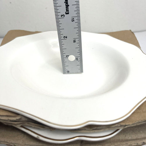 Godinger Gatherings Set of (4) 8” New Bone China 1' Deep Floral Plates Gold Edge - Picture 8 of 9