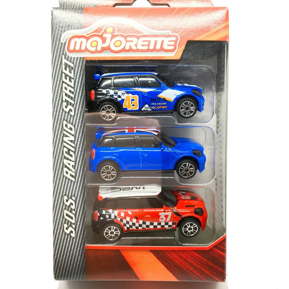 Majorette Mini Cooper WRC Set of 3 - Blue no.43, Red no.37, Blue 