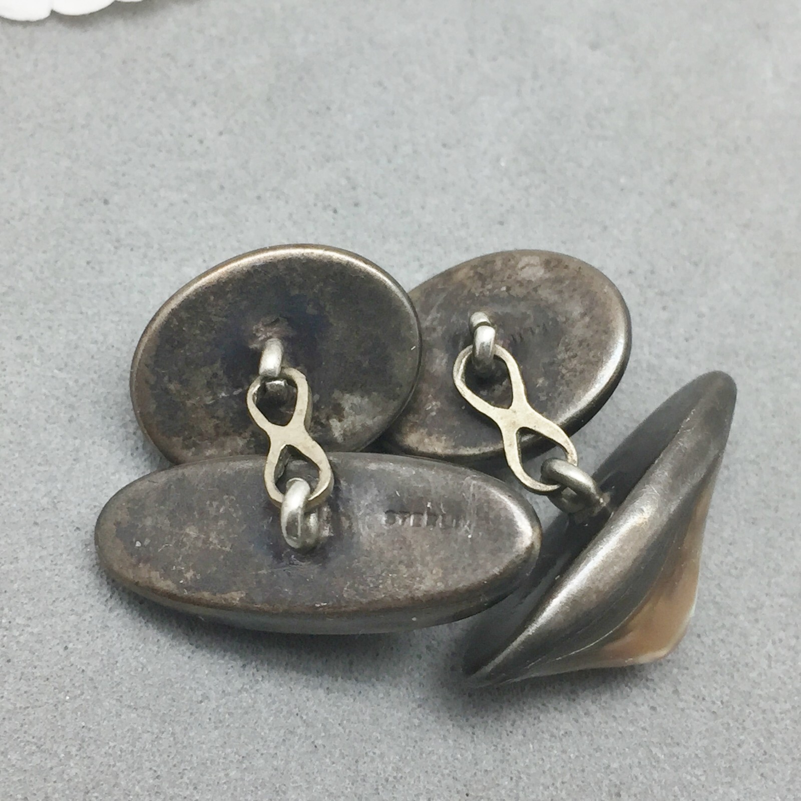 Abalone Shell Sterling Silver Chain Link Cufflink… - image 4