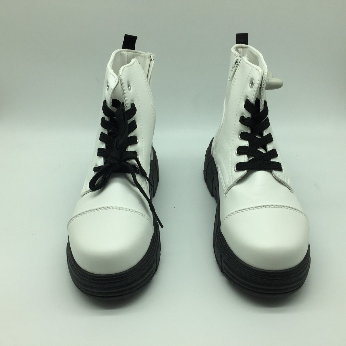 Koi Footwear Mens KOI AC1 White Boots With Black Soles & Laces Koi Footwear Mens Lace Up Square Toe Boots Koi The Corrupter  main image 4