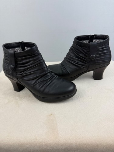 Dansko Ankle Boots Women's Size 36 (6) Leather Side Zipper & Ruched Detail Black - Picture 4 of 12