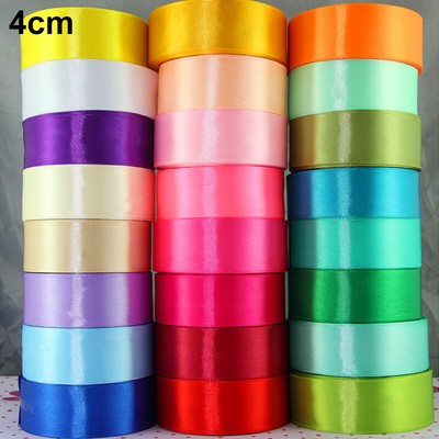 25 Yards Satin Ribbon For Wedding, Crafts & Decor - Many Colors, Solid Design