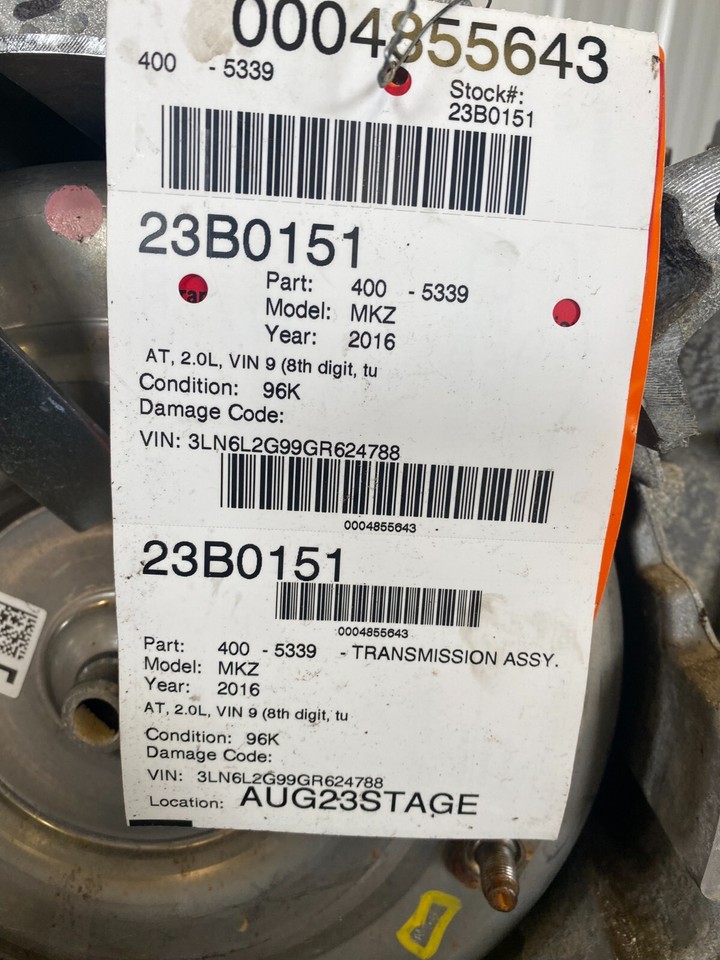 16-20 LINCOLN MKZ 2.0 TURBO FWD AUTOMATIC TRANSMISSION ASSEMBLY 96,551 ...
