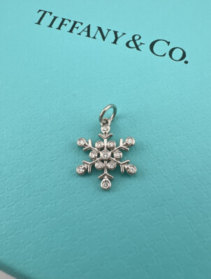 RAR Tiffany & Co. Platin Diamant Schneeflocke Charm Anhänger für Halskette