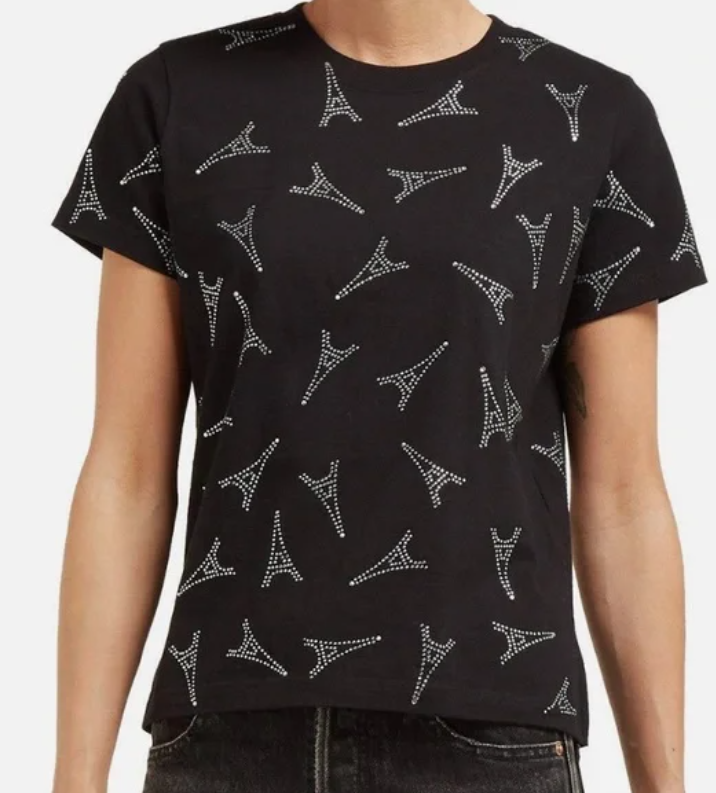 BALENCIAGA PARIS EIFFEL TOWER RHINESTONE COTTON T-SHIRT BALENCIAGA PARIS EIFFEL TOWER RHINESTONE COTTON T-SHIRT