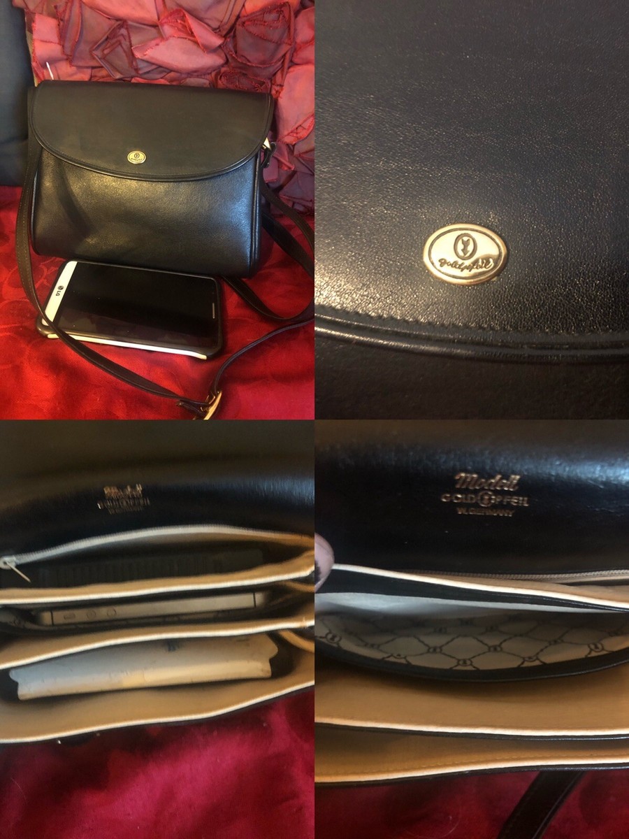 Gold Pfeil Vintage Black Leather Hand Bag Purse. Barely Used