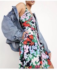 OLD NAVY Fit & Flare Linen Blend Floral Cami Mini Dress NWT SIZE L Smocked Back