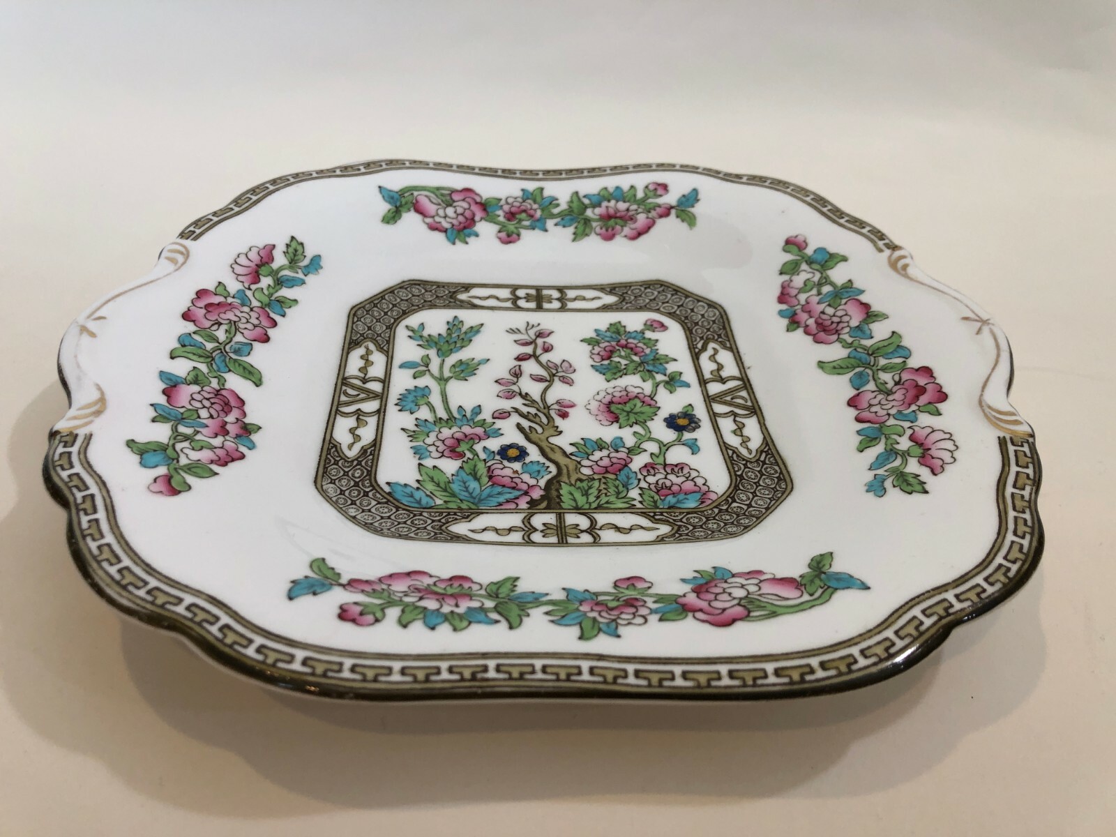 Vintage Sampson Bridgwood & Son Anchor China England Indian Tree Cake Plate