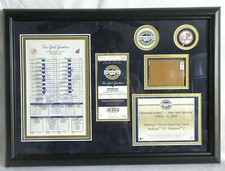 2009 YANKEES OPENING DAY GU LINE-UP CARD TICKET DIRT FRAMED STEINER LOA JETER