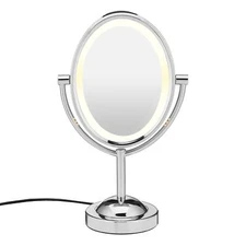 Conair Oval Double Sided Lighted Makeup Mirror Polished Chrome 1X 7X Magnific...
