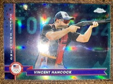 2024 Vincent Hancock Topps Chrome Olympics AQUA REFRACTOR- Skeet Shooting of 199