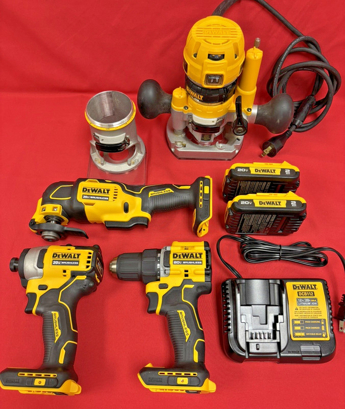 DEWALT 4 Tool Set - Impact Driver / Drill / Oscillating Tool / Router / Battery