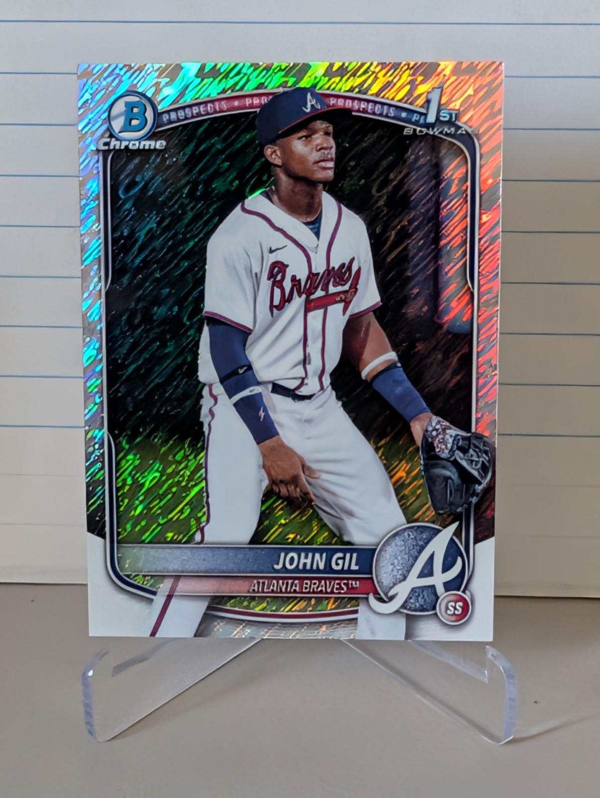 JOHN GIL 2025 Bowman Chrome #BCP-172 Braves 1st Silver Shimmer Refractor
