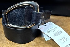 NWT Zara Black Cow Leather Fashion Belt Sz 30 2  Wide Made In Spain