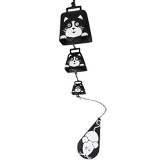 Vintage Tuxedo Cat and Mouse Wind-chime Black and White Wind Bell